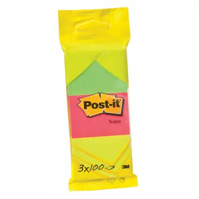 Корица на „Самозалепващи листчета Post-it, 38х51 мм, 3х100 л., микс, неонови, PEFC хартия"
