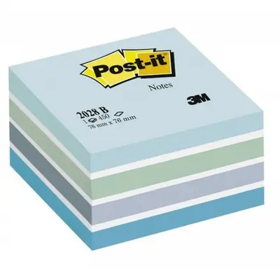 Корица на „Самозалепващо кубче Post-it Blue, 76х76 мм, 450 л., микс, синьо, PEFC хартия"