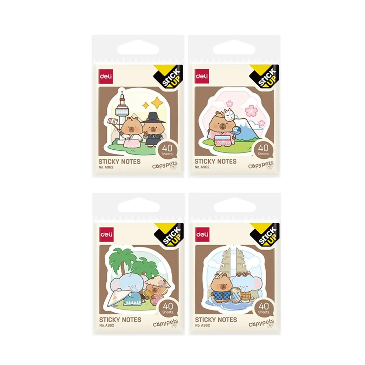 Самозалепващи листчета Deli Stick Up Capypets EA962, 50х50 мм, 40 л.