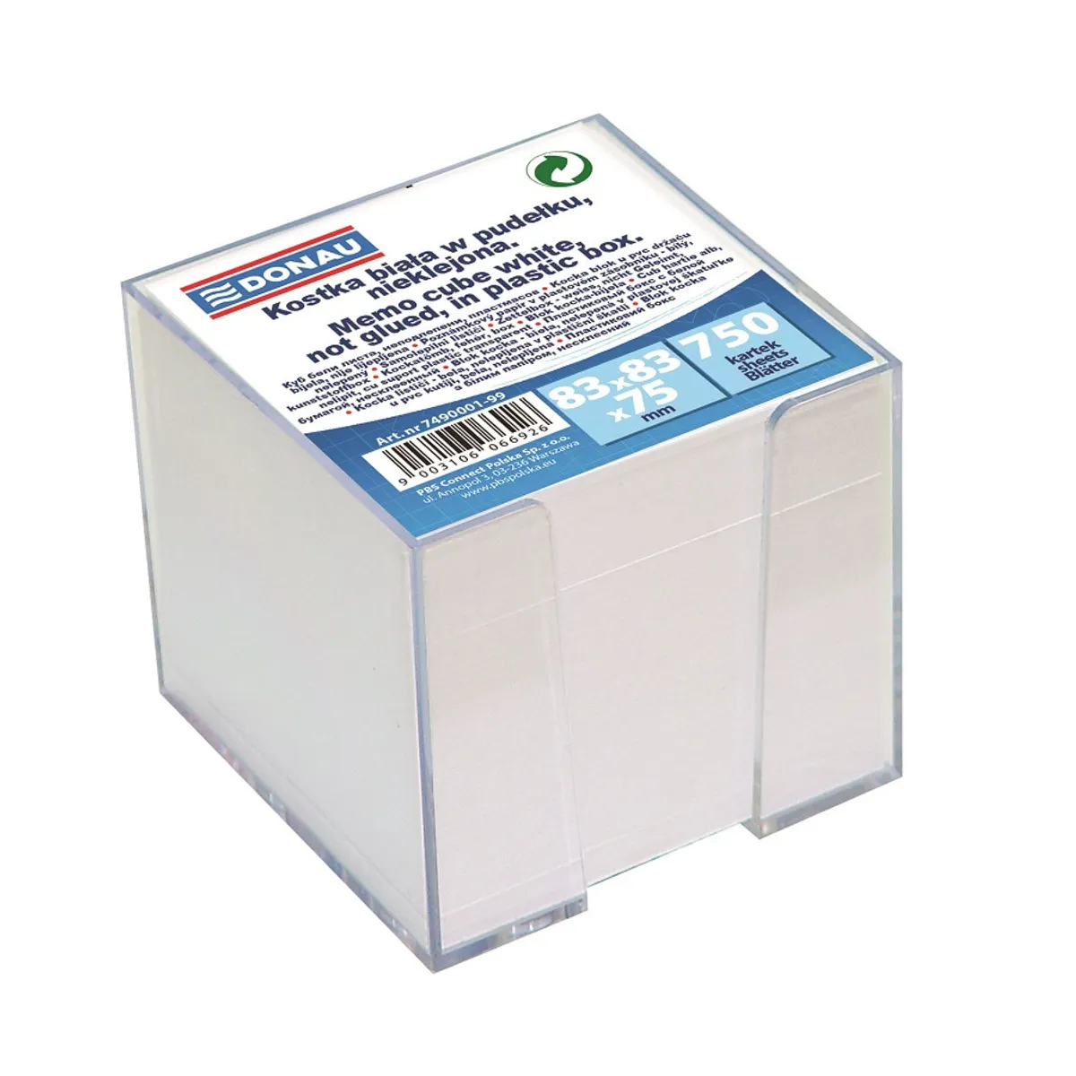 Бяло кубче в PVC поставка Donau, 92 х 92 x 82 мм, 750 л, офсет, нелепено