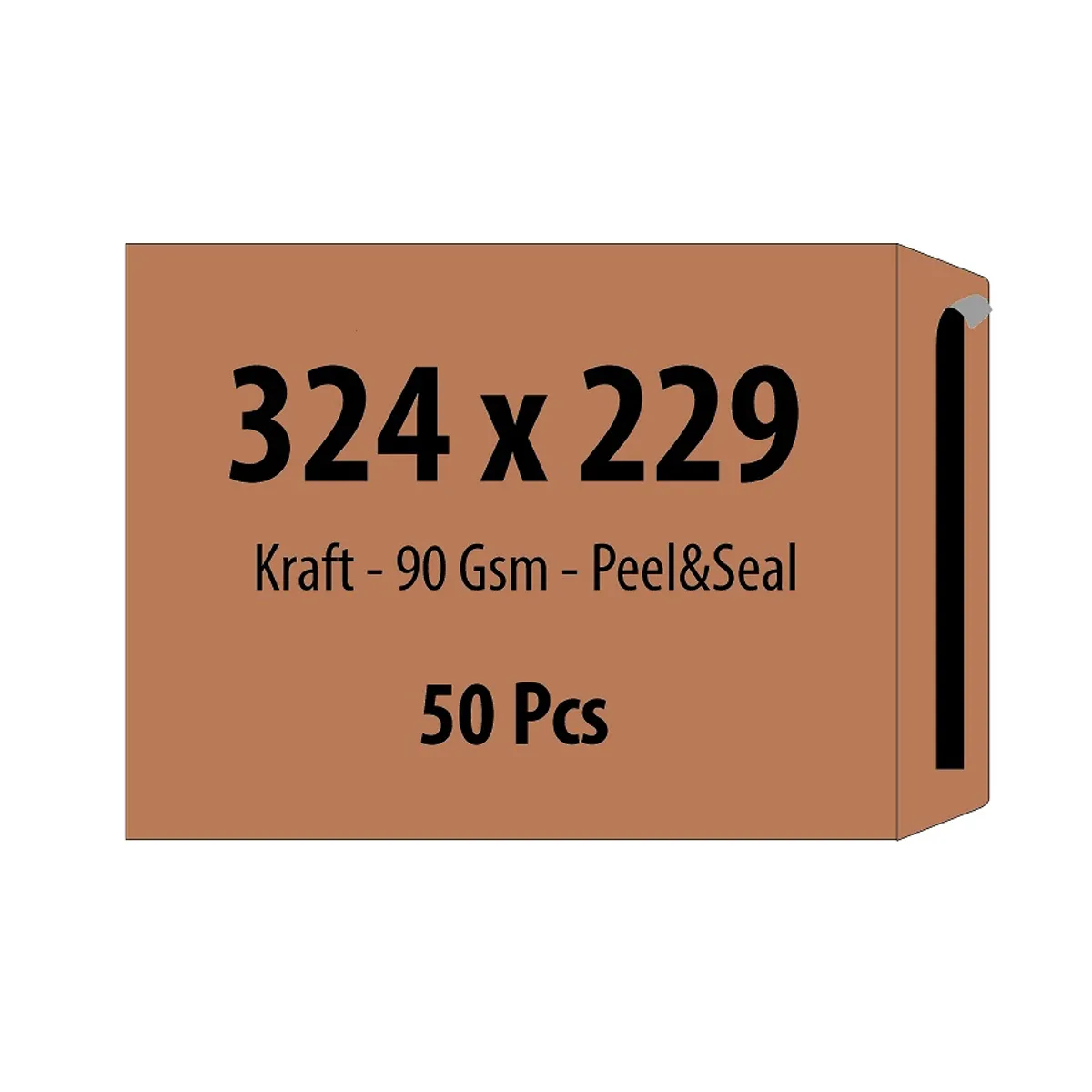 Самозалепващ плик ZRS, C4, 229х324 мм, тип джоб, с лента, 90 г, кафяв крафт, 50 бр.