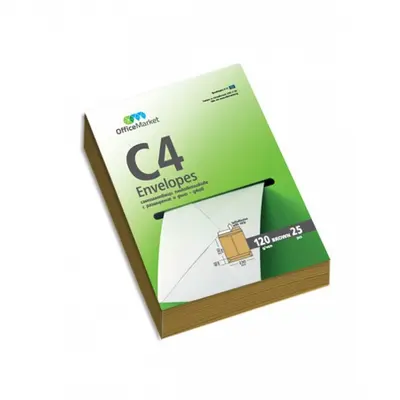 Корица на „Самозалепващи пликове C4, 229х324х40 мм, с разширение и дъно, 130 г, кафяв крафт, 25 бр."