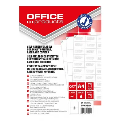 Корица на „Самозалепващи етикети OFFICE PRODUCTS Laser/Copier/Inkjet, бели, А4, 210х148 мм, 2 бр./л.,100 л."