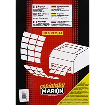 Корица на „Самозалепващи етикети MARKIN Laser/Copier/Inkjet, бели, А4, 16.3x35.4 мм, 96 бр./л., 100 л."