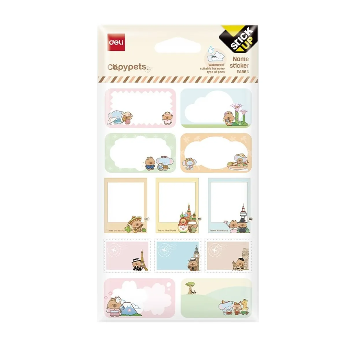Стикери за име Deli StickUp Capypets EA963, винилови, 110x165мм, 2 л.