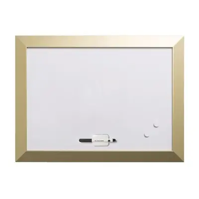 Корица на „Бяла магнитна дъска Bi-Office KAMASHI Gold, 900х600 мм, златиста широкопрофилна рамка"