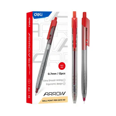 Корица на „Автоматична химикалка Deli Arrow EQ01340, 0.7 мм, червена"