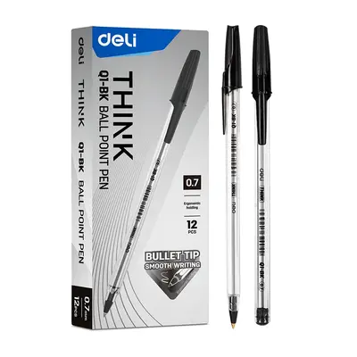 Корица на „Химикалка Deli think EQ1-BК, 0.7 мм, черна"