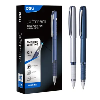 Корица на „Химикалка Deli Xtream EQ126-BL, с грип, 0.7 мм, синя"