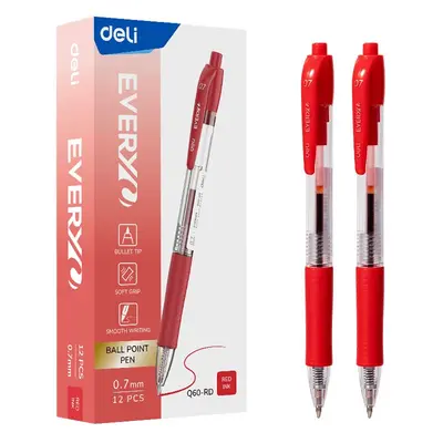 Корица на „Автоматична химикалка Deli EveryU EQ60-RD, с грип, 0.7 мм, червена"