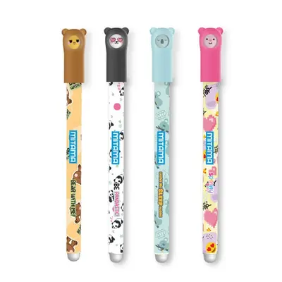 Корица на „Изтриваеми химикалки MITAMA Spinny Pen, Animal Colection, 0.7 мм, 2 сини+1 лилава+1 червена, 4 бр."