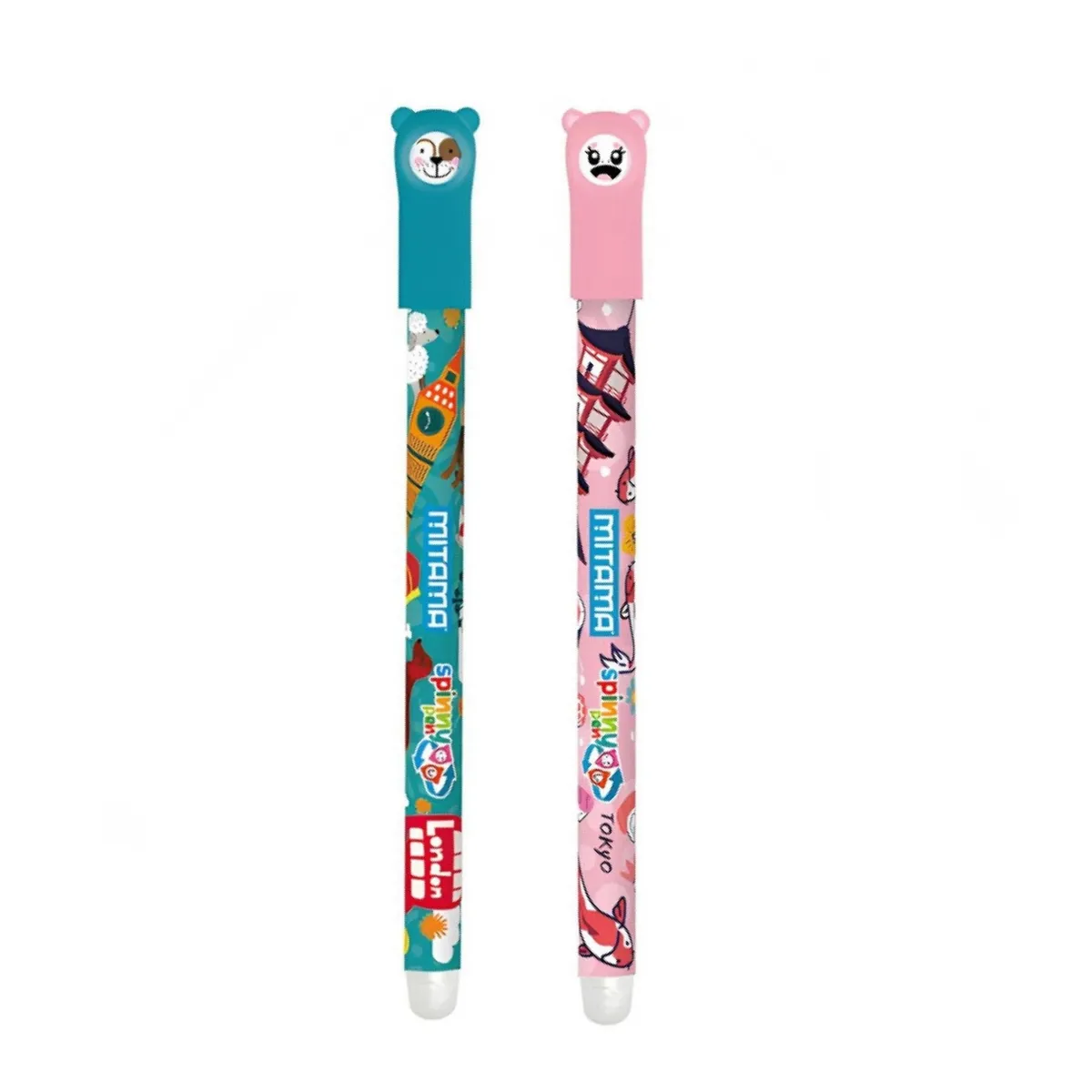 Изтриваеми химикалки MITAMA Spinny Pen, Travel Colection, 0.7 мм, сини, опаковка 2 бр.