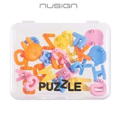 Корица на „Аксесоари за гелова химикалка Nusign Puzzle ENS889, 26 букви и 6 фигурки животни, асорти"