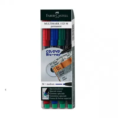 Корица на „Комплект перманентни маркери Faber-Castell OHP-M, 1 мм, 4 цвята"