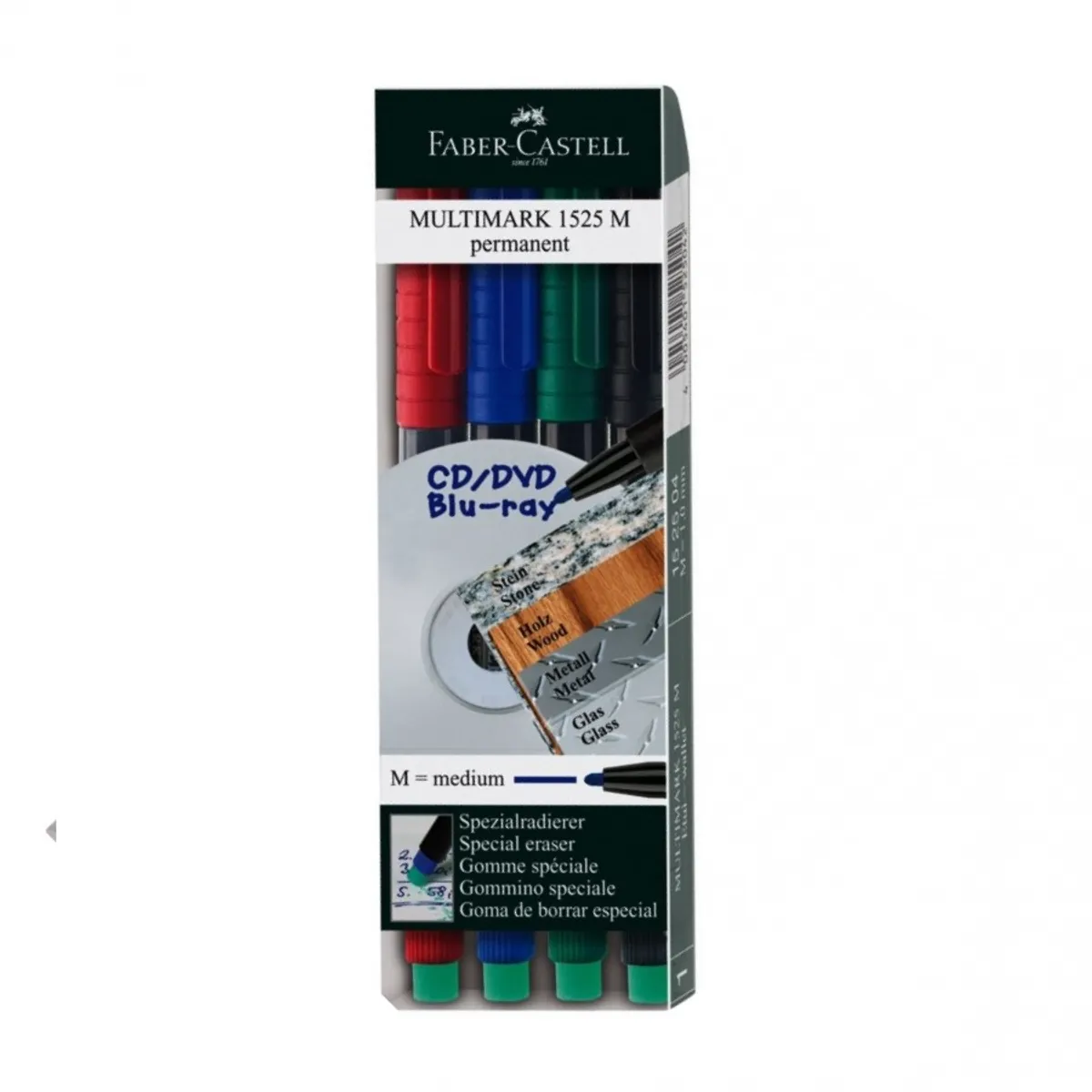 Комплект перманентни маркери Faber-Castell OHP-M, 1 мм, 4 цвята