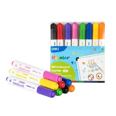 Корица на „Маркери за бяла дъска Deli H!Color EU021, връх четка 2 мм, 8 цвята"