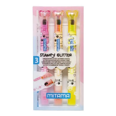 Корица на „Текстмаркери-печати MITAMA Stampy Glitter, 3 цвята, опаковка 3 бр."
