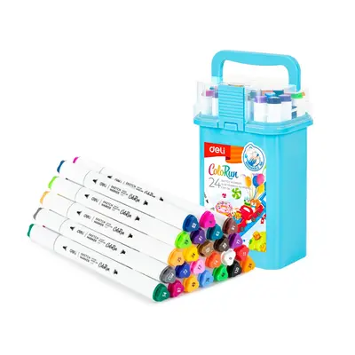 Корица на „Sketch маркери Deli ColoRun EC187-24, объл връх 1 мм, скосен връх 5 мм, 24 цвята"
