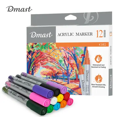 Корица на „Акрилни маркери Deli Dmast EC352, объл връх 2 мм, 12 цвята"