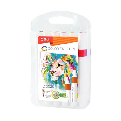 Корица на „Акрилни маркери Deli Color Emotion EC193-12, 12 цвята, PP опаковка"