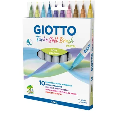 Корица на „Акварелни маркери-четка GIOTTO Turbo Soft Brush, 10 пастелни цвята"