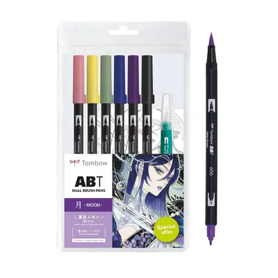Корица на „Двувърхи маркери Tombow ABT Dual Brush MANGA MOON, объл връх и четка, 6 цвята + четка и макет"