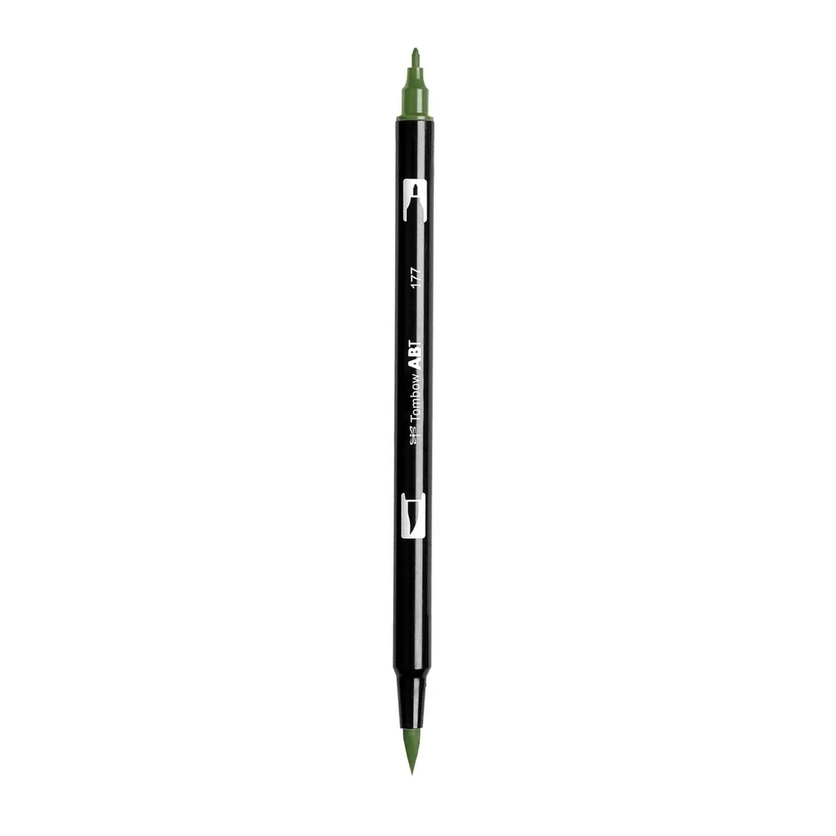 Aкварелен двувърх маркер Tombow ABT Dual Brush, четка 3.5 мм, връх 0.8 мм, 177 dark jade
