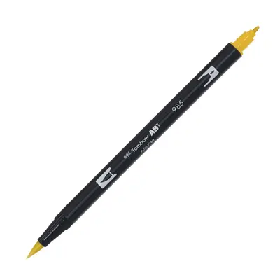 Корица на „Aкварелен двувърх маркер Tombow ABT Dual Brush, четка 3.5 мм, връх 0.8 мм, 985 chrome yellow"