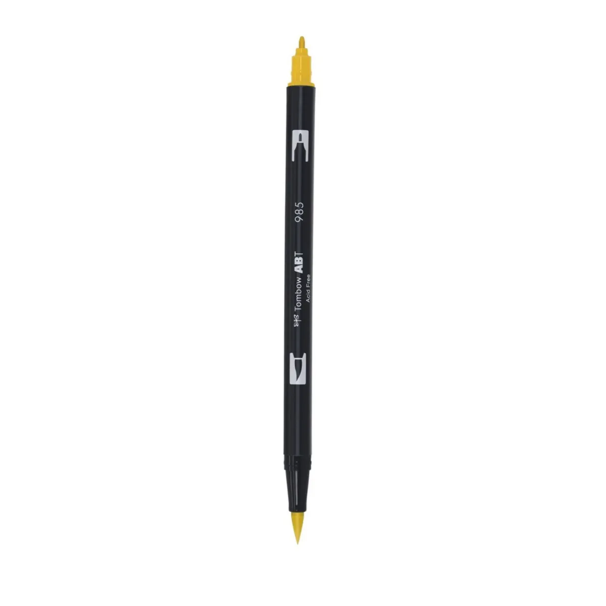 Aкварелен двувърх маркер Tombow ABT Dual Brush, четка 3.5 мм, връх 0.8 мм, 985 chrome yellow