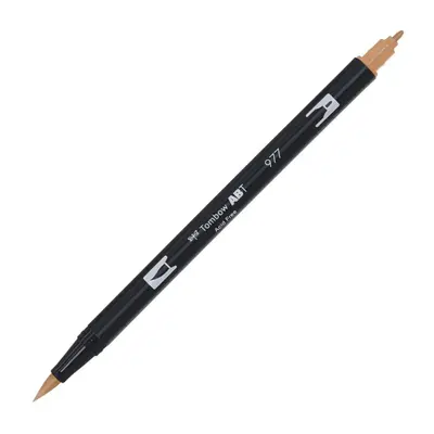 Корица на „Aкварелен двувърх маркер Tombow ABT Dual Brush, четка 3.5 мм, връх 0.8 мм, 977 saddle brown"