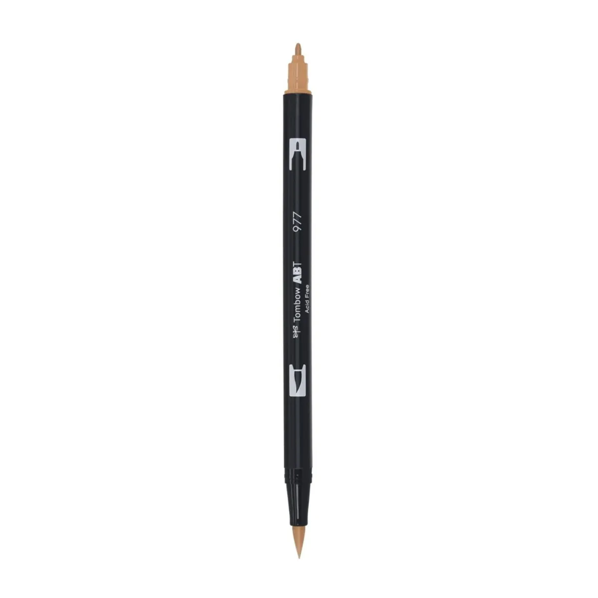Aкварелен двувърх маркер Tombow ABT Dual Brush, четка 3.5 мм, връх 0.8 мм, 977 saddle brown
