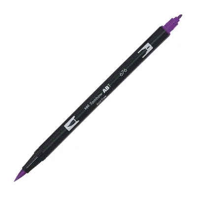 Корица на „Aкварелен двувърх маркер Tombow ABT Dual Brush, четка 3.5 мм, връх 0.8 мм, 676 royal purple"