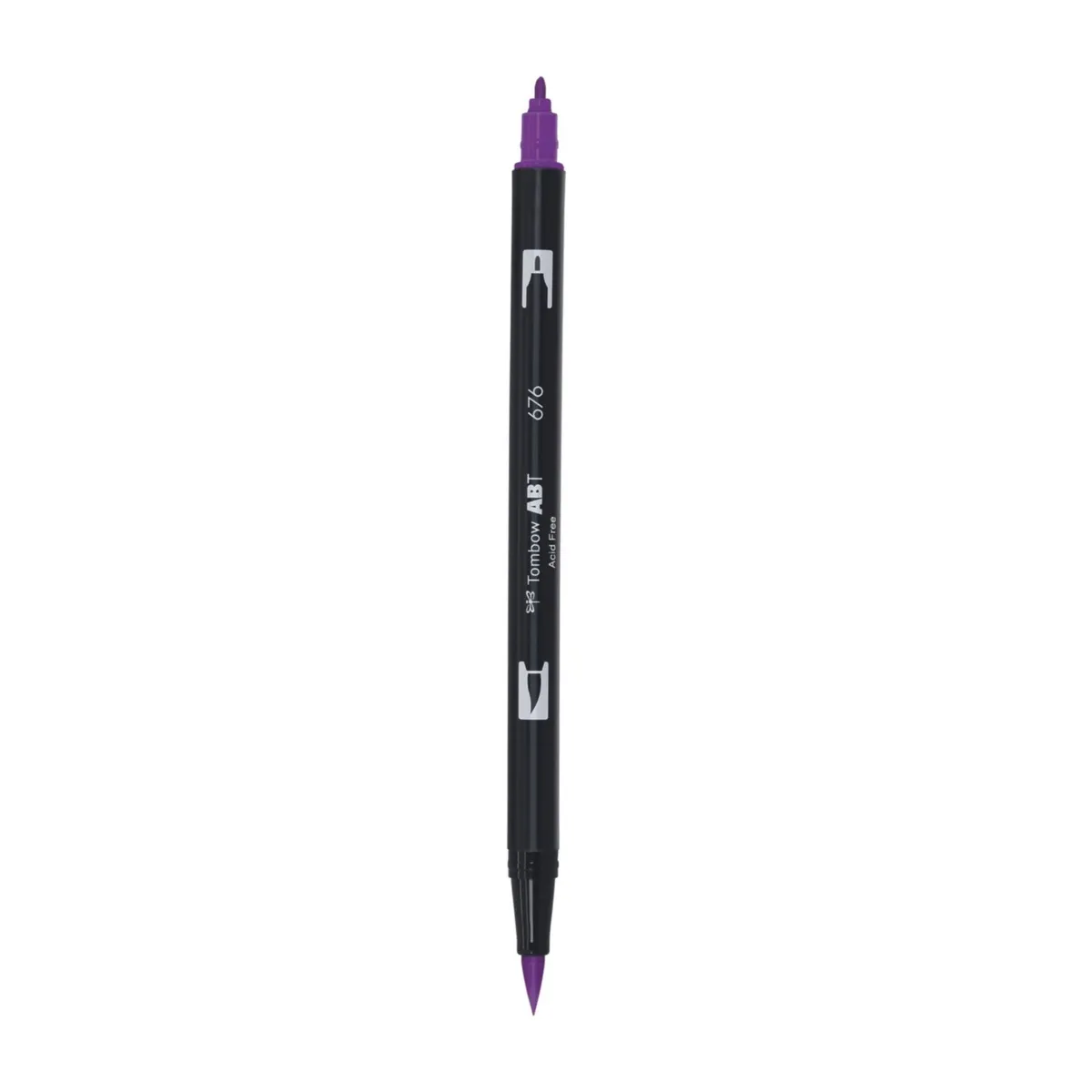 Aкварелен двувърх маркер Tombow ABT Dual Brush, четка 3.5 мм, връх 0.8 мм, 676 royal purple