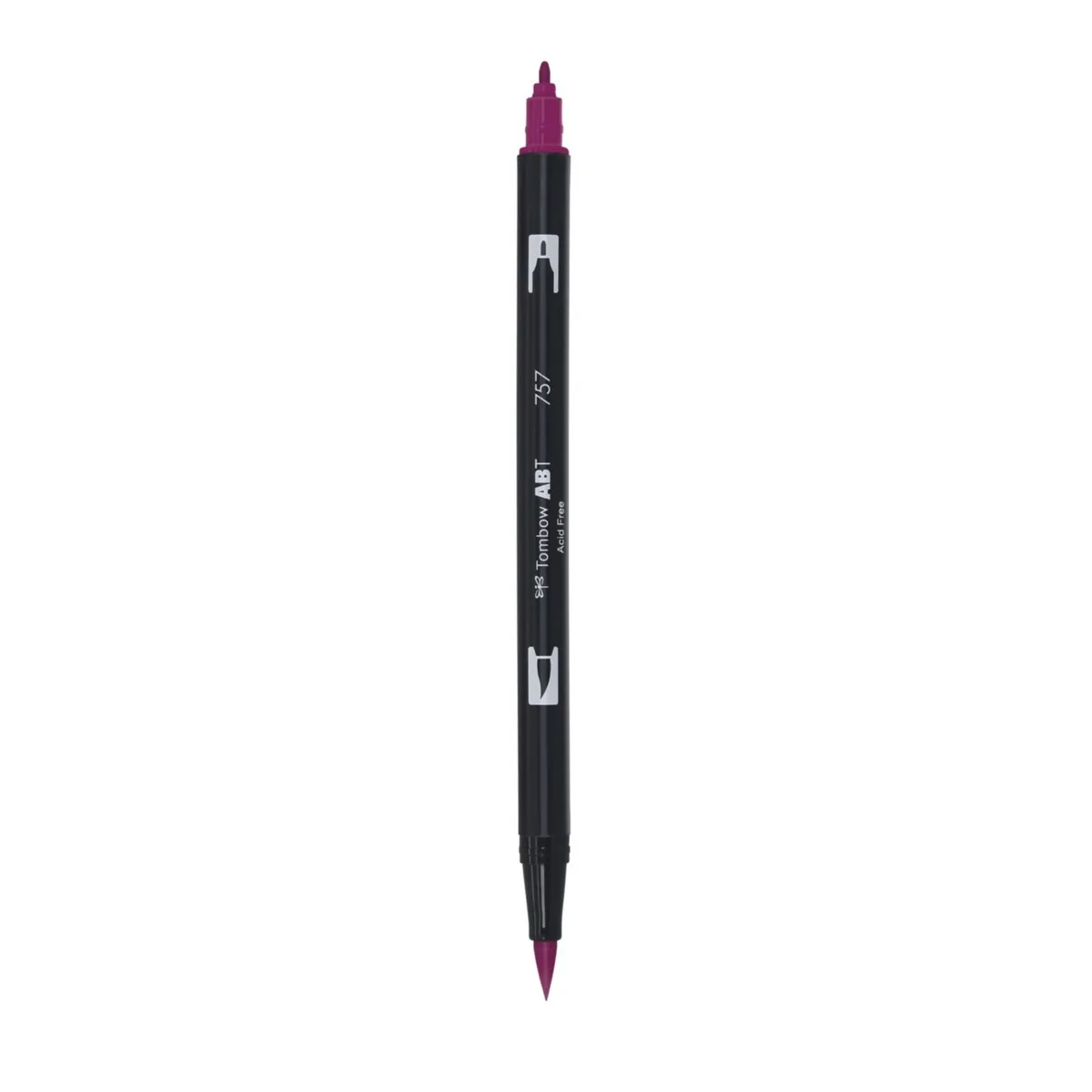 Aкварелен двувърх маркер Tombow ABT Dual Brush, четка 3.5 мм, връх 0.8 мм, 757 port red