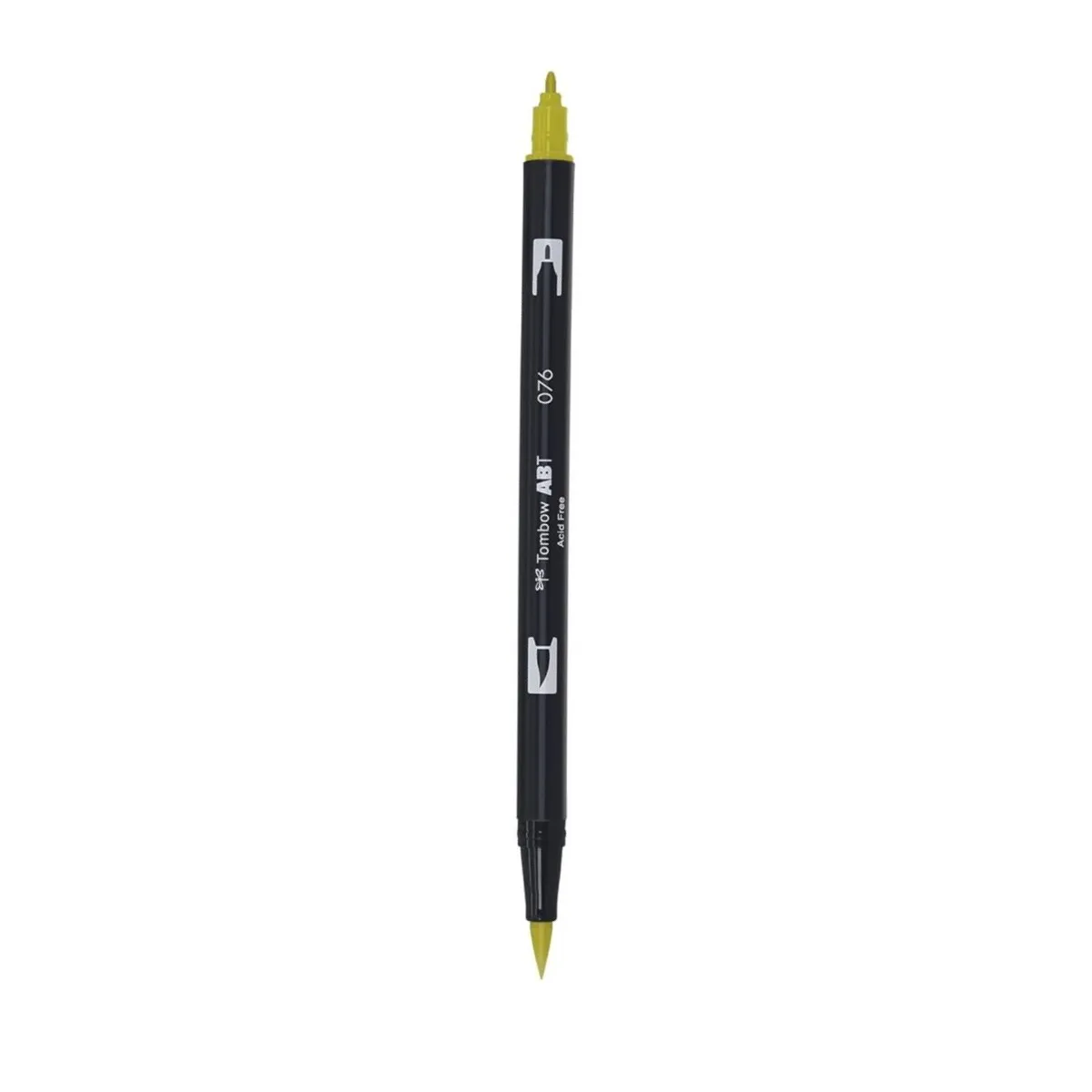 Aкварелен двувърх маркер Tombow ABT Dual Brush, четка 3.5 мм, връх 0.8 мм, 076 green ochre
