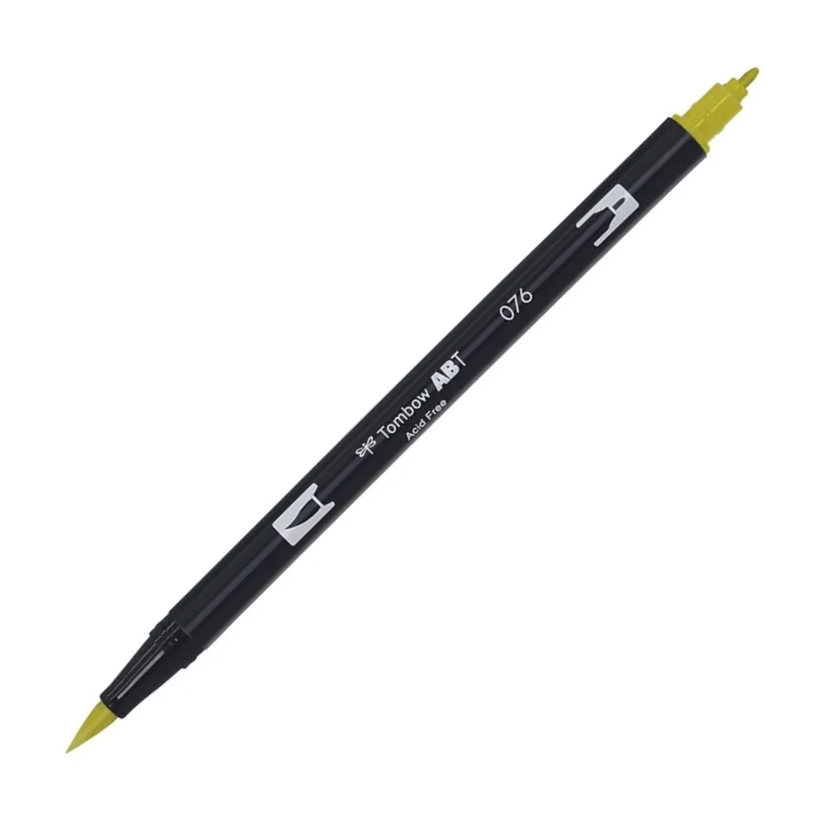Aкварелен двувърх маркер Tombow ABT Dual Brush, четка 3.5 мм, връх 0.8 мм, 076 green ochre
