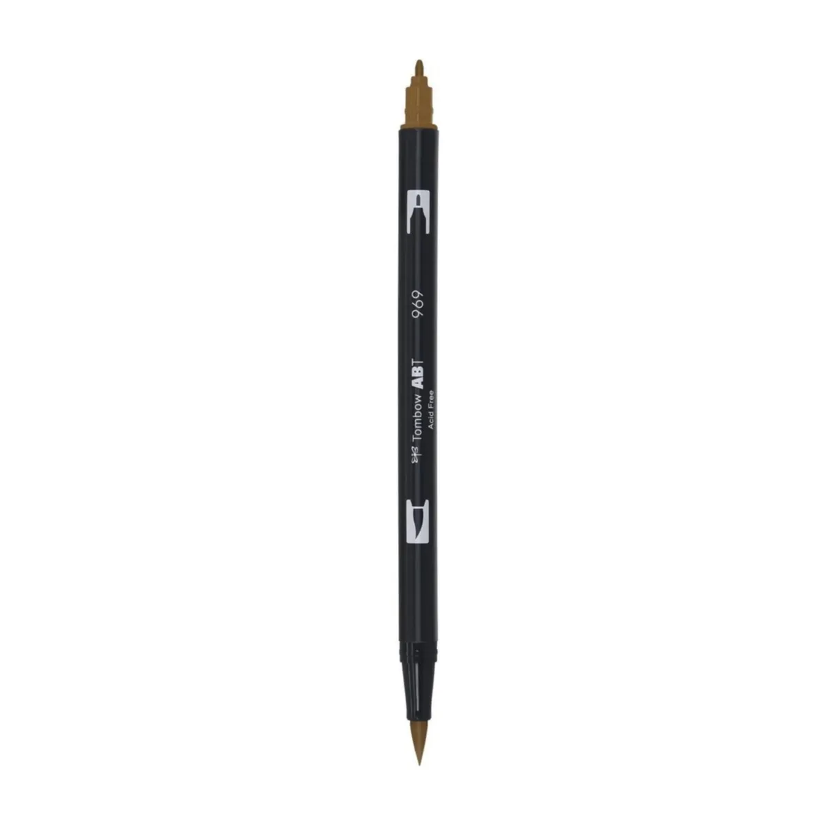 Aкварелен двувърх маркер Tombow ABT Dual Brush, четка 3.5 мм, връх 0.8 мм, 969 chocolate