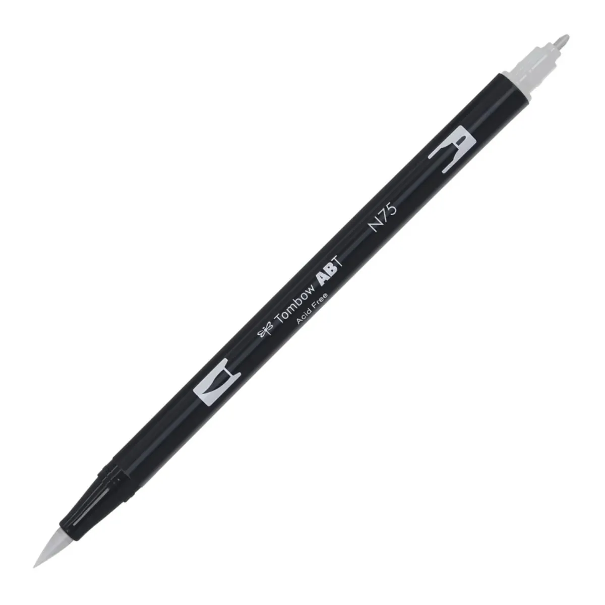 Aкварелен двувърх маркер Tombow ABT Dual Brush, четка 3.5 мм, връх 0.8 мм, N75 cool grey 3