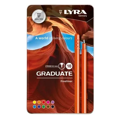 Корица на „Комплект тънкописци LYRA Graduate, филцов връх 0.5 мм, 10 цвята, метална кутия"