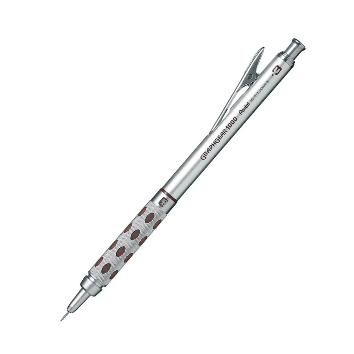 Автоматичен молив Pentel Graphgear 1000, метално тяло, с грип, 0.3 мм, сив