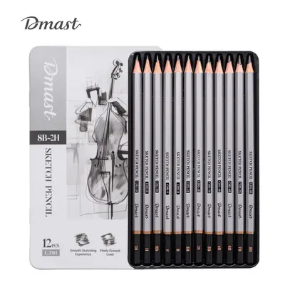Корица на „Моливи без гума Deli Dmast EC391, шестоъгълно тяло, 2H-8B, 12 бр. в метална кутия"