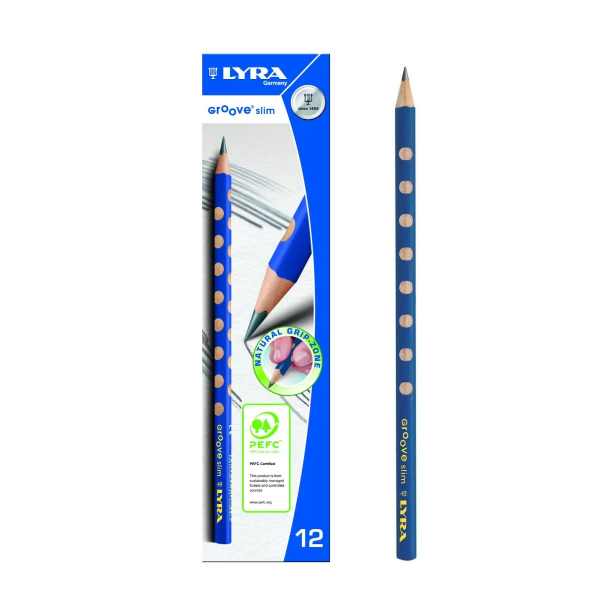Молив без гума LYRA Groove Slim Graphite, триъгълно тяло, грип зона, HB