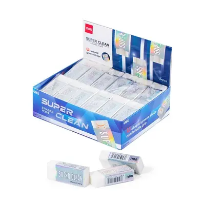 Корица на „Гума за молив Deli Super Clean, 41х17х10 мм, бяла"