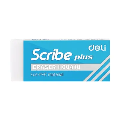 Корица на „Гума за молив Deli Scribe Plus EH00410, 60х24х12 мм, бяла"