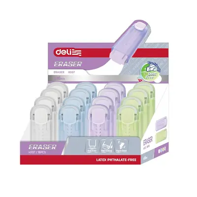 Корица на „Гума за молив Deli Jelly EH337, Push-Pull кристален пластмасов държач, 59х18х11 мм, цветна"