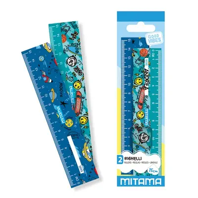 Корица на „Линии 15 см MITAMA Good Vibes, за момче, опаковка 2 бр."