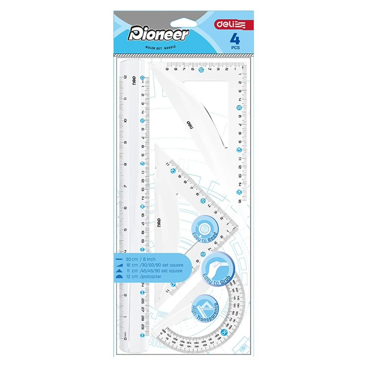 Комплект за чертане Deli Pioner с линия 30 см