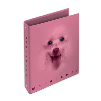 Корица на „Рингов класьор PIGNA Monocromo Pink, A4, 40 мм, 4 ринга D30 мм, ламиниран картон, розов"