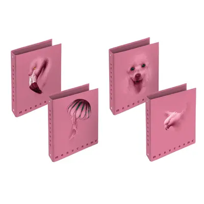Корица на „Рингов класьор PIGNA Monocromo Pink, A4, 40 мм, 4 ринга D30 мм, ламиниран картон, розов"