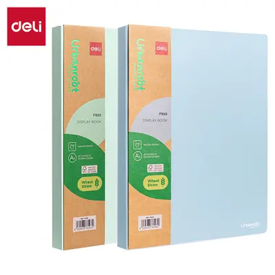 Корица на „Папка с 40 джоба Deli Urbanroot EF925, A4, от пшенична слама, зелена"